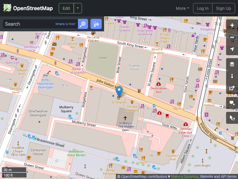 Street map showing the location of 