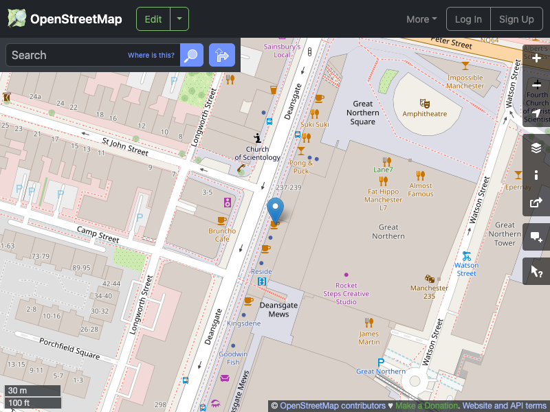 Street map showing the location of 