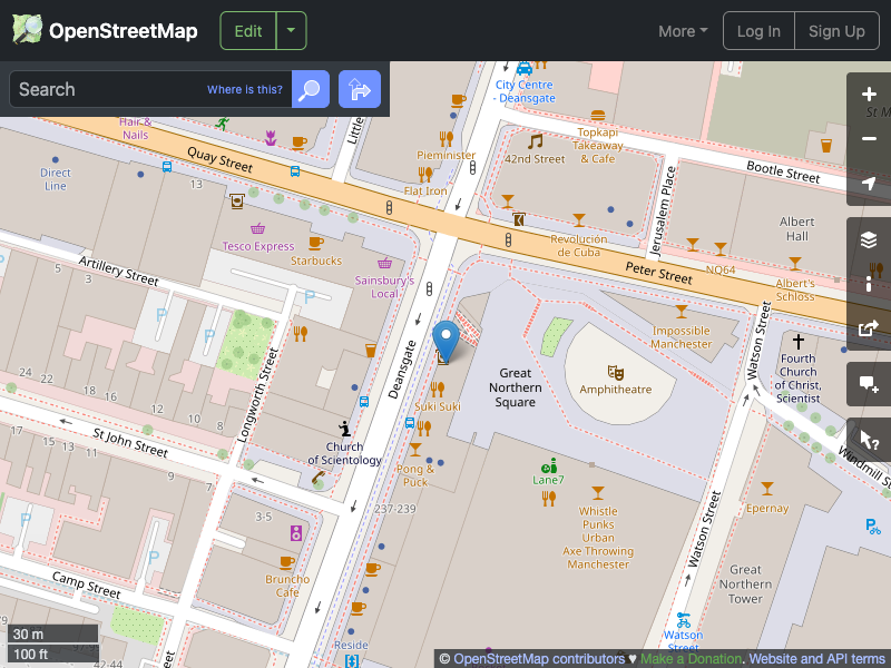 Street map showing the location of 