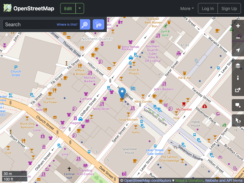Street map showing the location of 