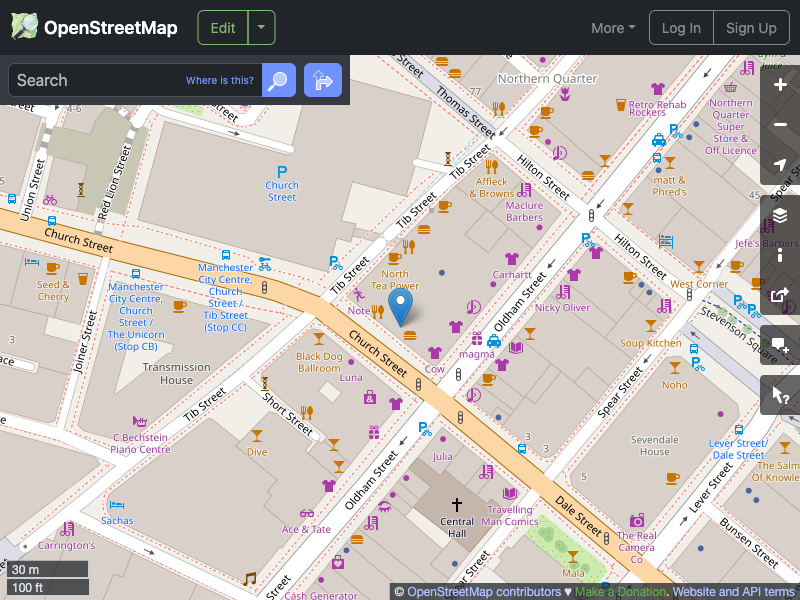 Street map showing the location of 