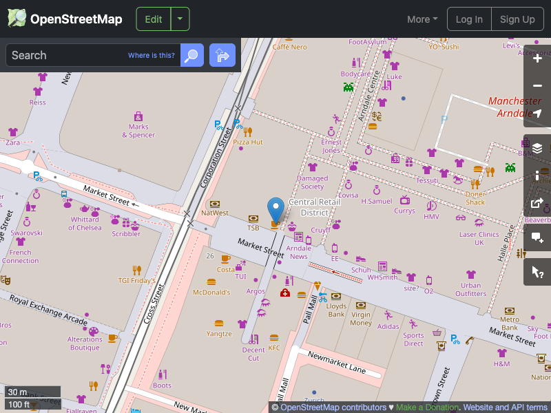 Street map showing the location of 