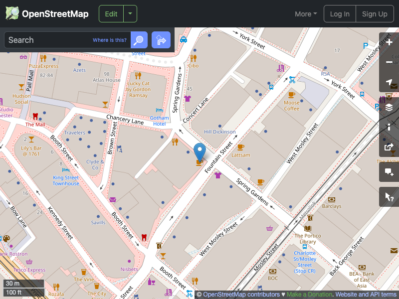 Street map showing the location of 