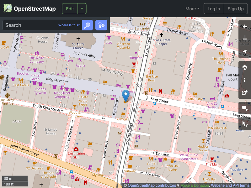 Street map showing the location of 