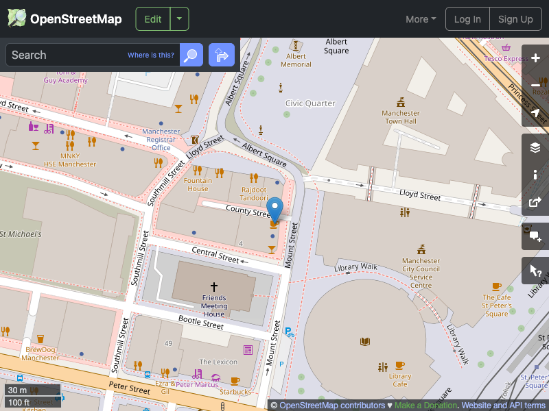 Street map showing the location of 