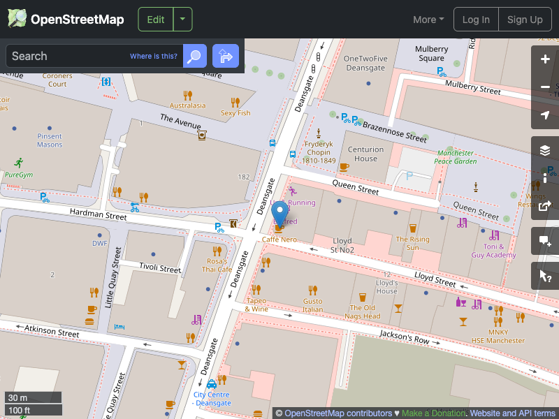 Street map showing the location of 
