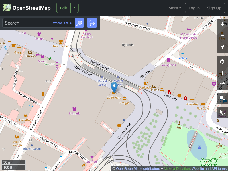 Street map showing the location of 