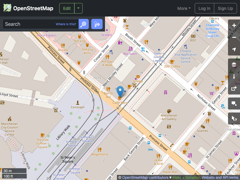 Street map showing the location of 