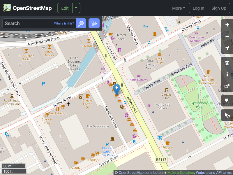 Street map showing the location of 