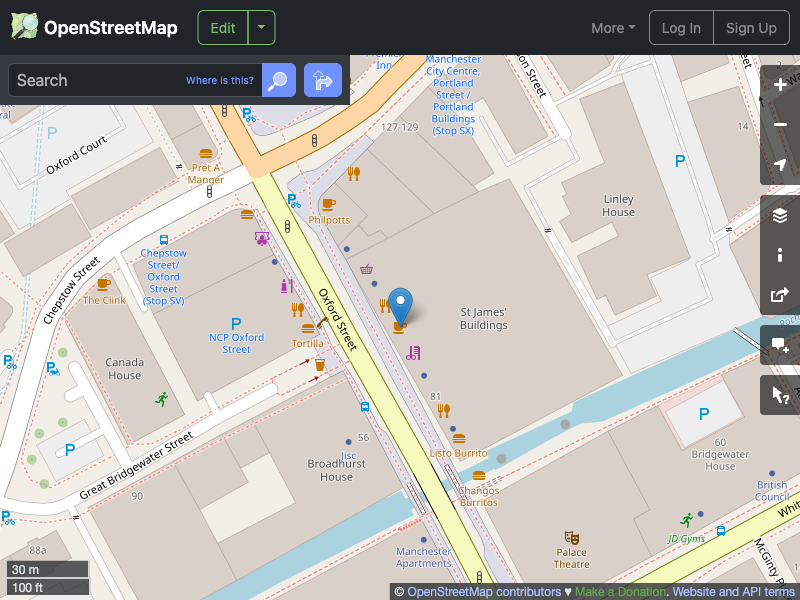 Street map showing the location of 
