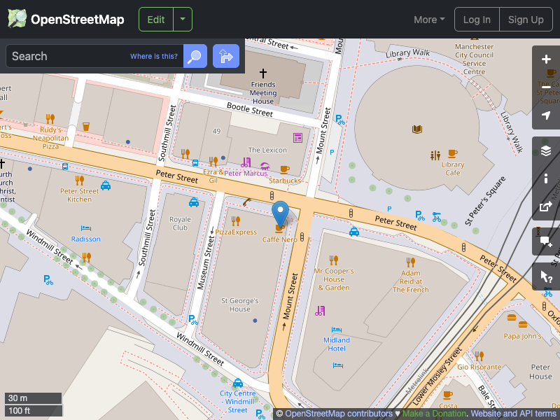 Street map showing the location of 