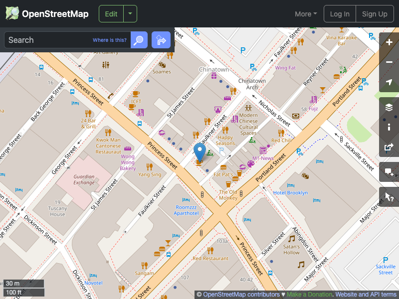 Street map showing the location of 