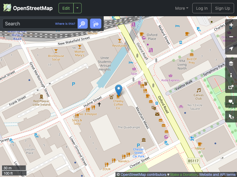 Street map showing the location of 