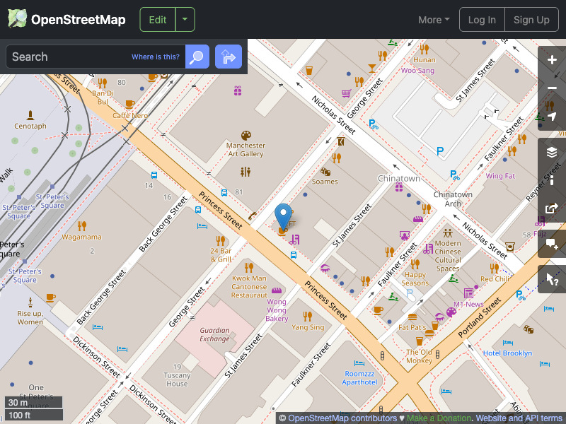 Street map showing the location of 