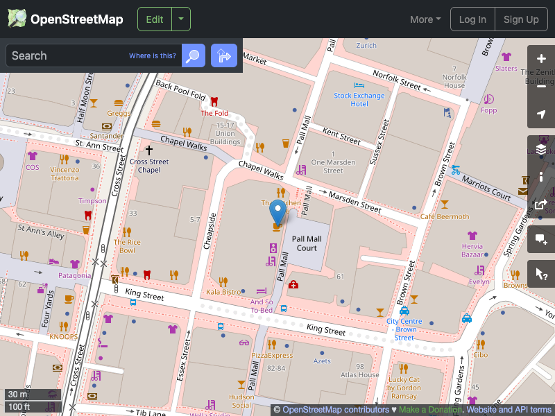Street map showing the location of 