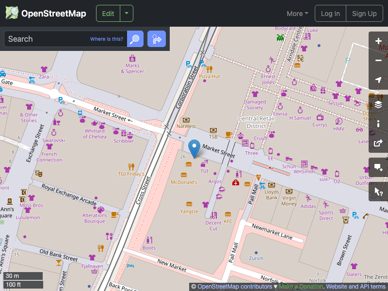 Street map showing the location of 
