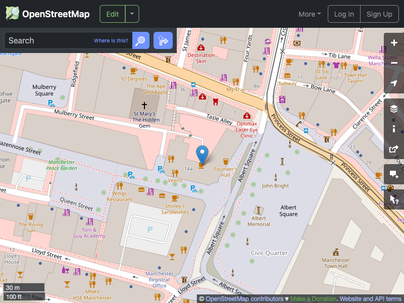 Street map showing the location of 