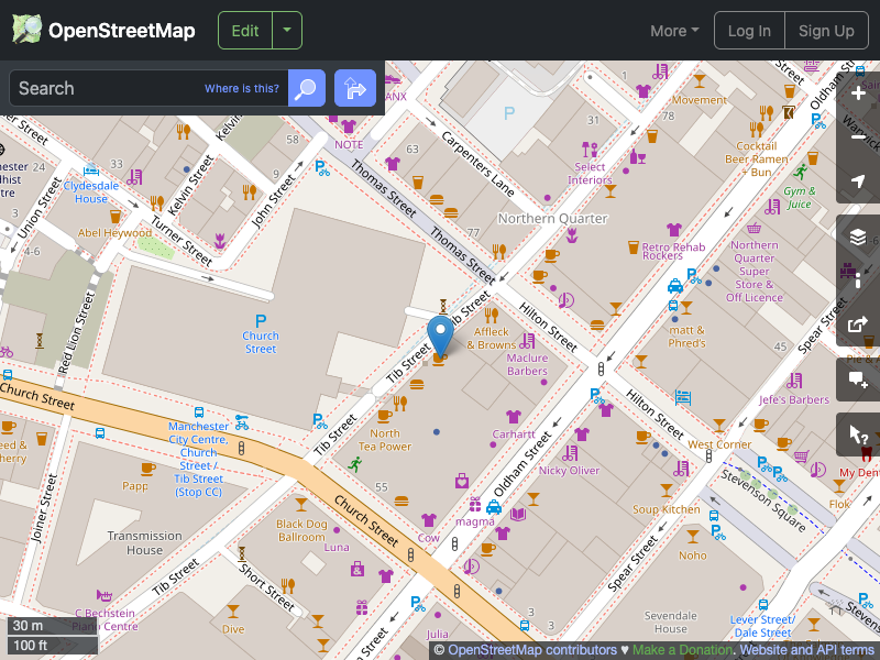 Street map showing the location of 