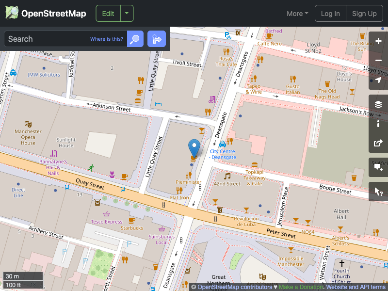 Street map showing the location of 