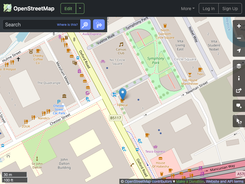 Street map showing the location of 