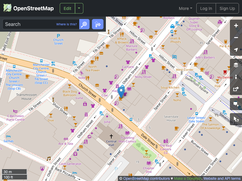 Street map showing the location of 