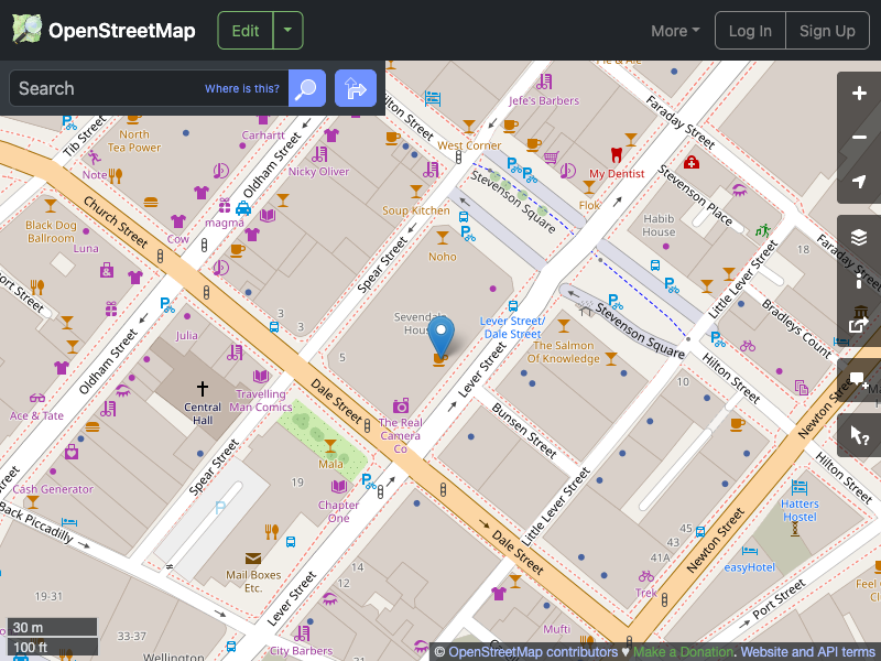 Street map showing the location of 