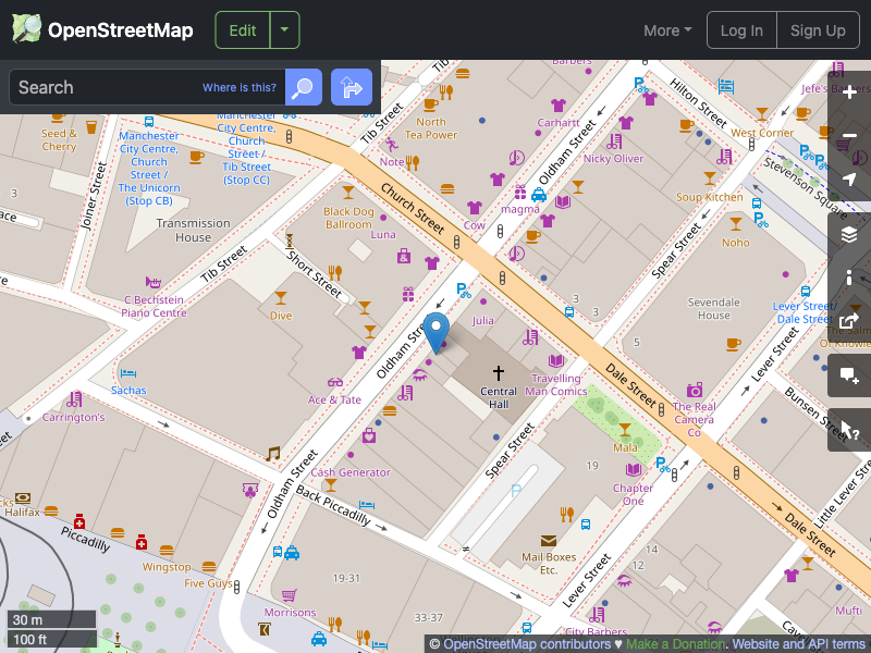 Street map showing the location of 