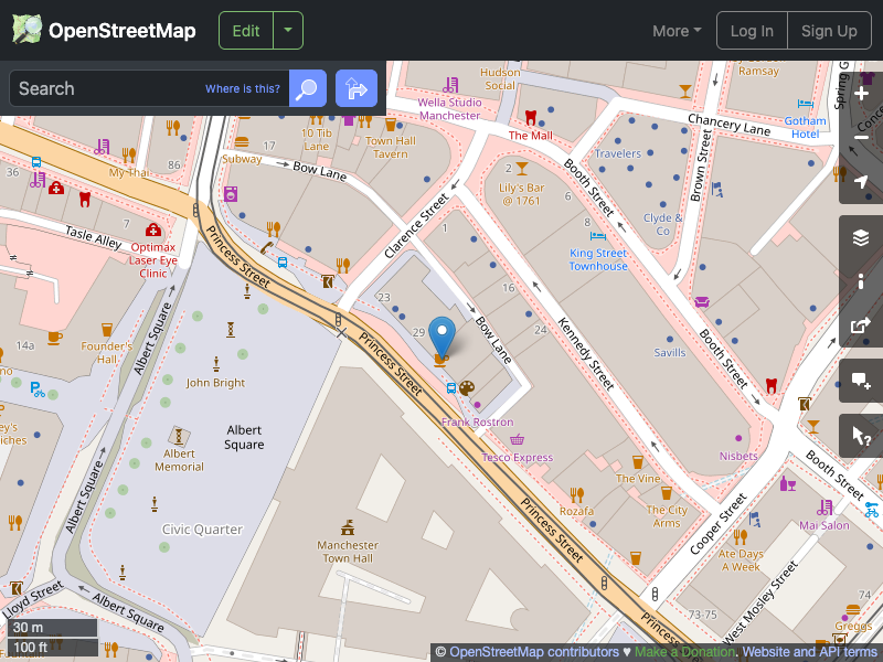 Street map showing the location of 