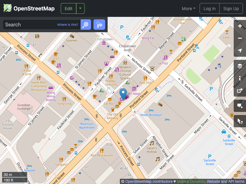 Street map showing the location of 