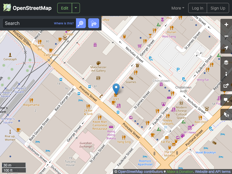 Street map showing the location of 
