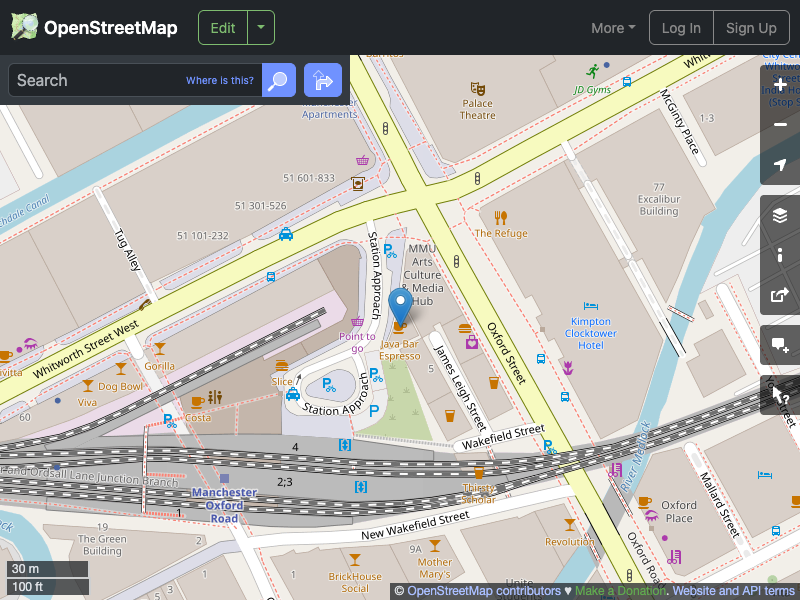Street map showing the location of 