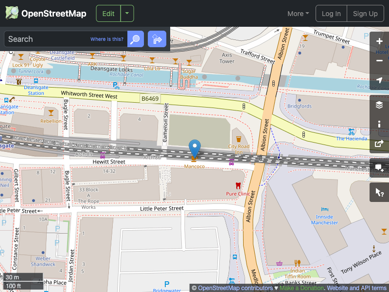 Street map showing the location of 