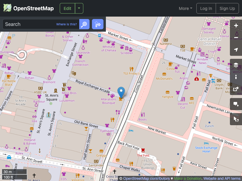 Street map showing the location of 