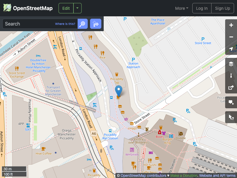 Street map showing the location of 