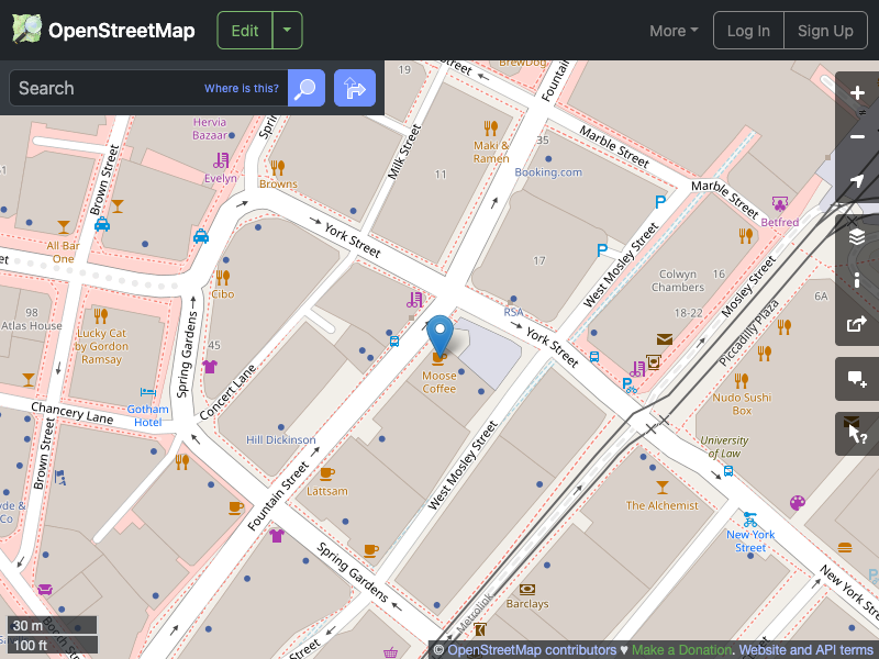 Street map showing the location of 