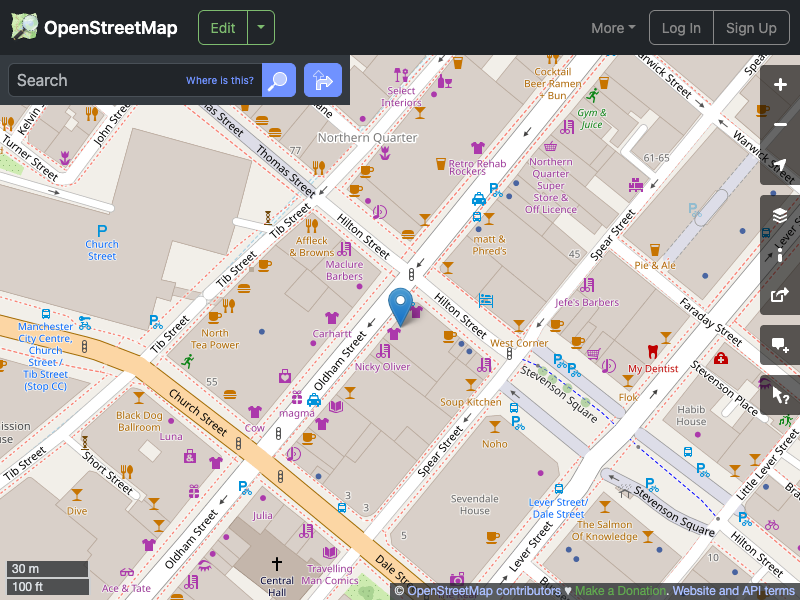 Street map showing the location of 