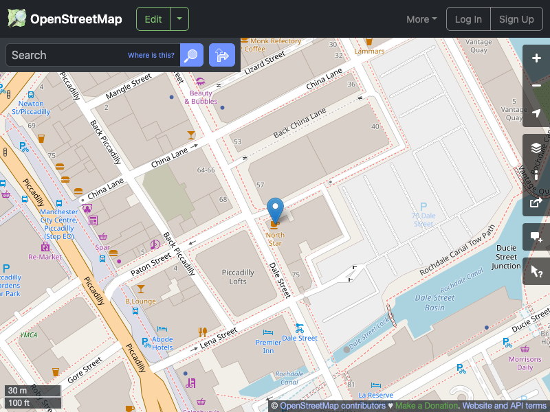 Street map showing the location of 