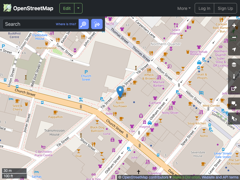 Street map showing the location of 