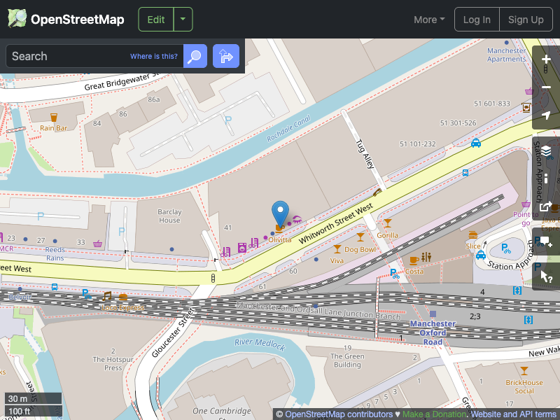 Street map showing the location of 