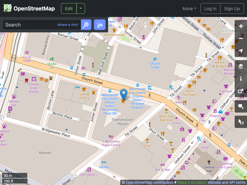 Street map showing the location of 