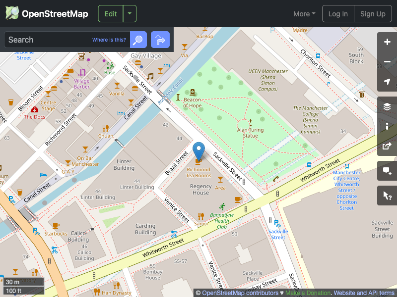 Street map showing the location of 