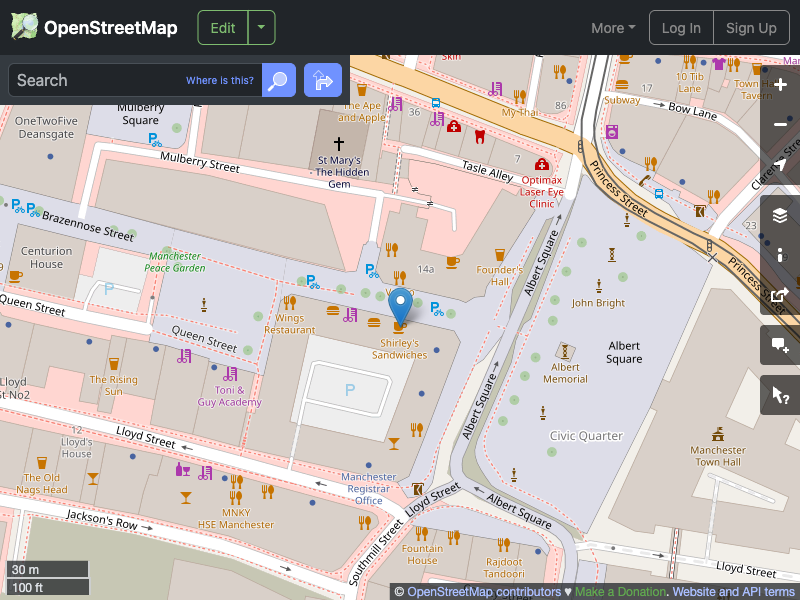 Street map showing the location of 