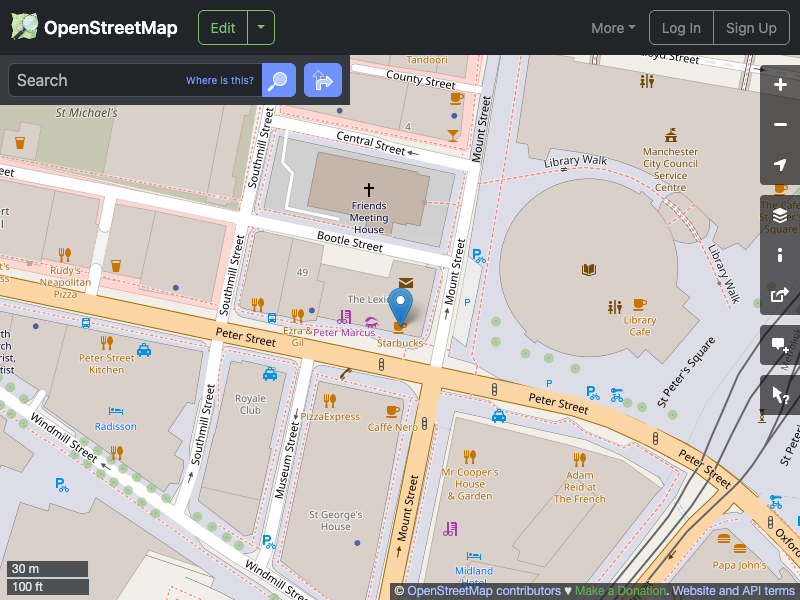 Street map showing the location of 