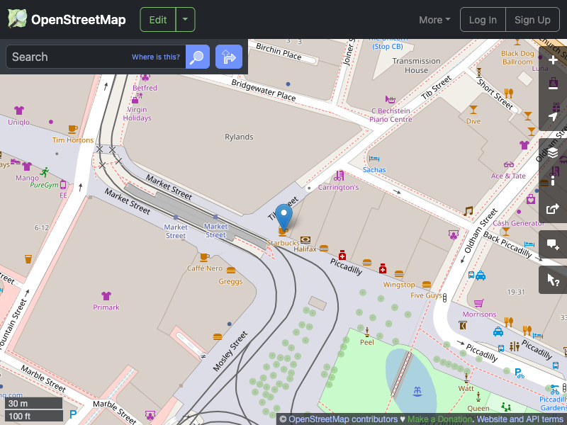 Street map showing the location of 
