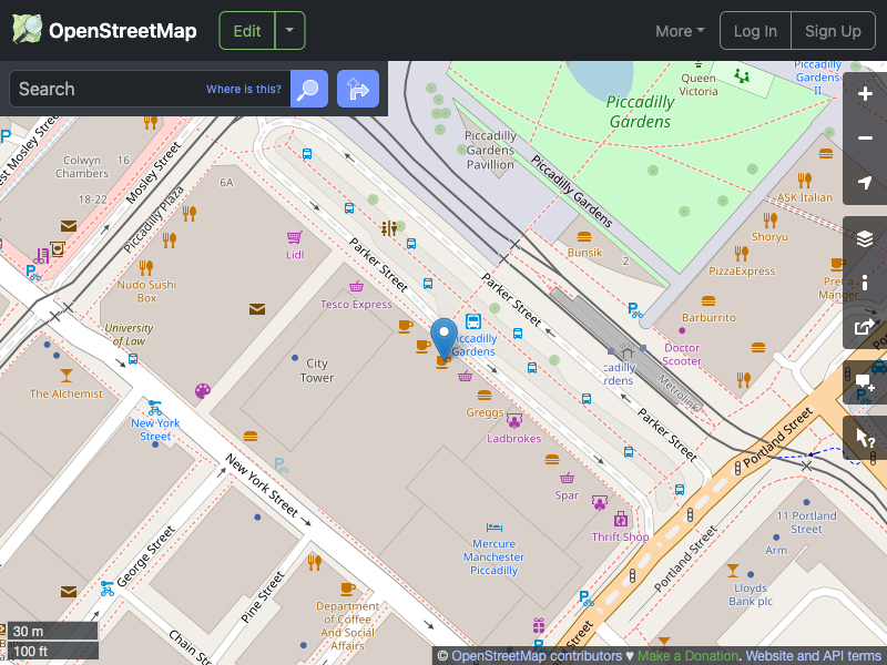 Street map showing the location of 