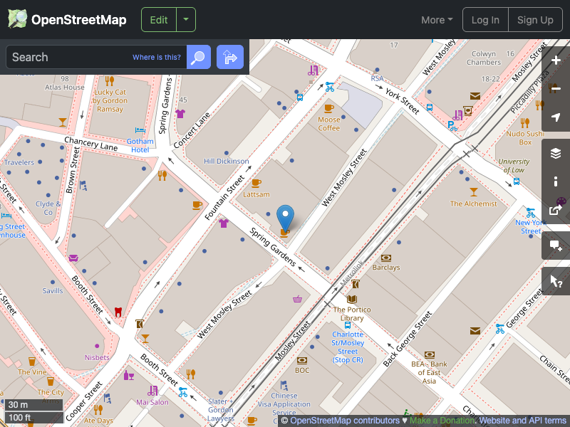 Street map showing the location of 