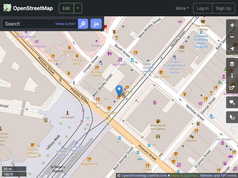 Street map showing the location of 