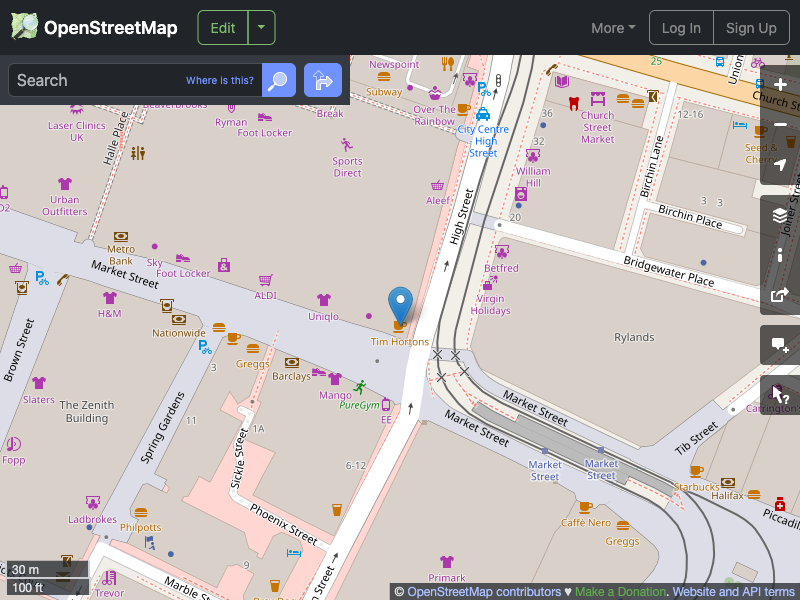 Street map showing the location of 